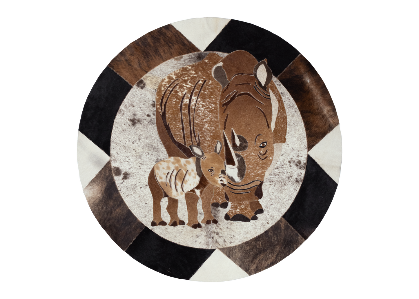 Mythical Rhino & Baby - Round Rug